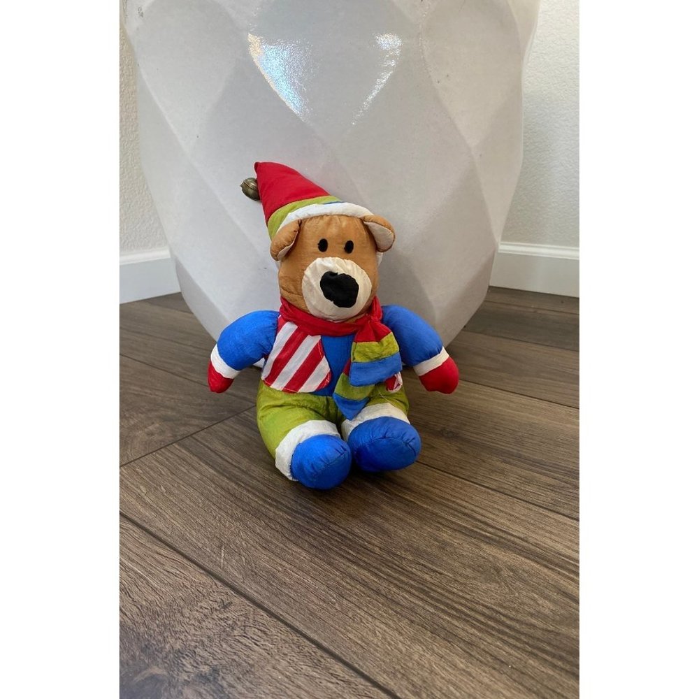 Parachute Nylon Christmas Holiday Bear with bell on hat.